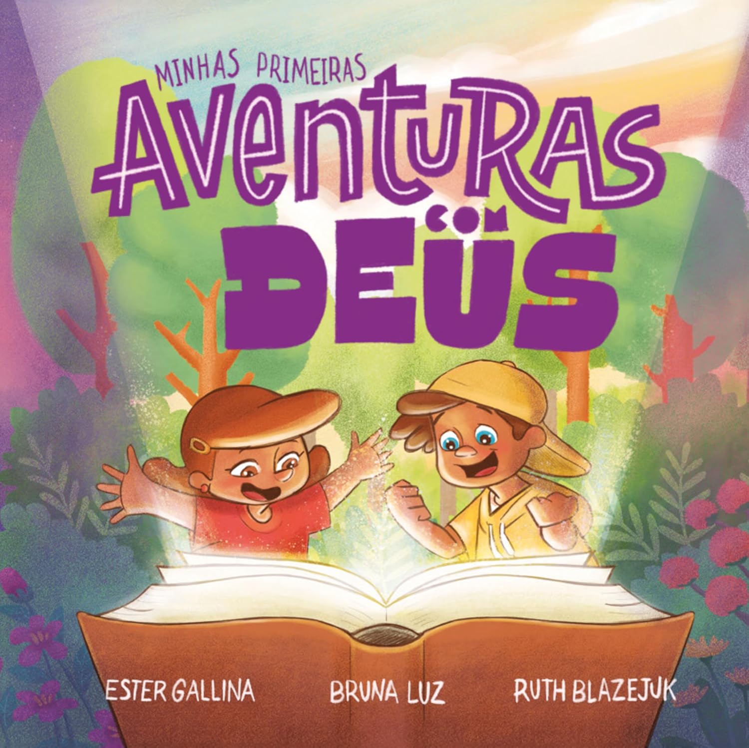 Capa do livro infantil “Minhas Primeiras Aventuras com Deus”, que apresenta histórias bíblicas ilustradas e educativas, perfeito para quem procura livros cristãos para crianças pequenas.